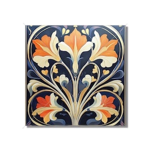 Vintage Art Nouveau Deco Design Ceramic Tile Art Nouveau Kitchen Accent Backsplash Floral Patterned Tile Art Nouveau Bathroom Free Shipping