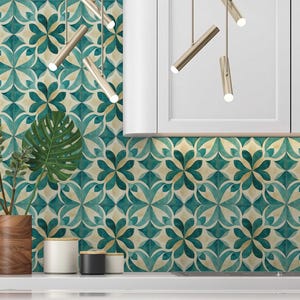 Ceramic Tile Teal Turquoise Patterned Kitchen Backsplash Tile - Teal Turquoise Bathroom Tile - Unique Backsplash Tiles - Free Shipping