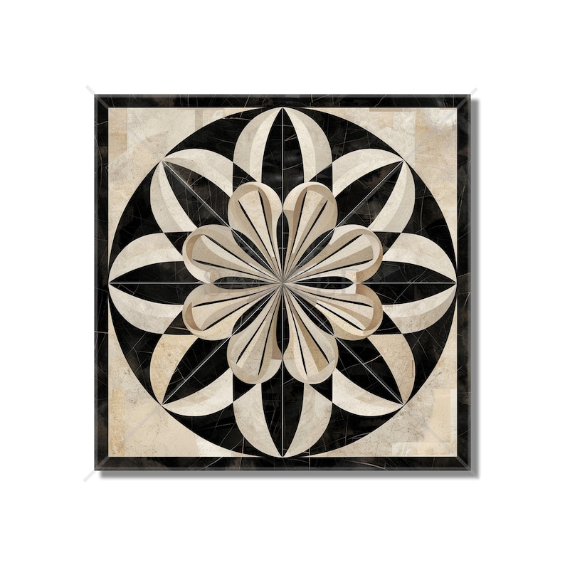 Black Beige Cream Ceramic Tile - Vintage Design Tile Design - Kitchen Backsplash Tile - Bathroom Wall Tile Patterned Patterned Ceramic Tile image 1