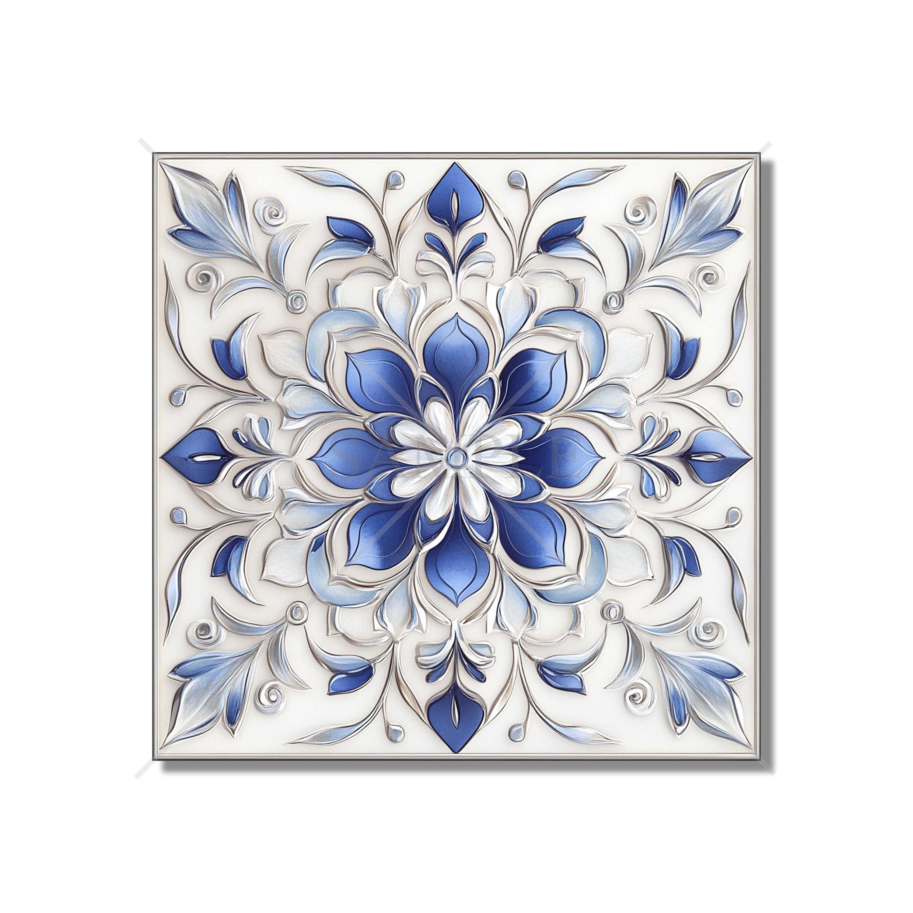 Blue and White Ceramic Tile - Vintage Tile Design Kitchen Backsplash ...