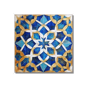 Blue Moroccan Pattern Ceramic Tile - Vintage Moroccan Tile Design - Kitchen Backsplash Tile Bathroom Wall Tile Patterned Ceramic Tile