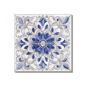 Blue Off White Ceramic Tile - Vintage Tile Design Kitchen Backsplash Tiles Bathroom Wall Accent Tiles Patterned Ceramic Tile Free Shipping