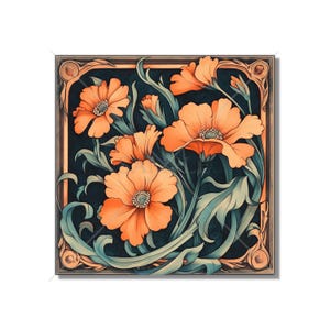 Ceramic Tile Vintage Art Nouveau Flower Design Art Nouveau Kitchen Backsplash Tiles Floral Tile Art Nouveau Accent Tiles Free Shipping