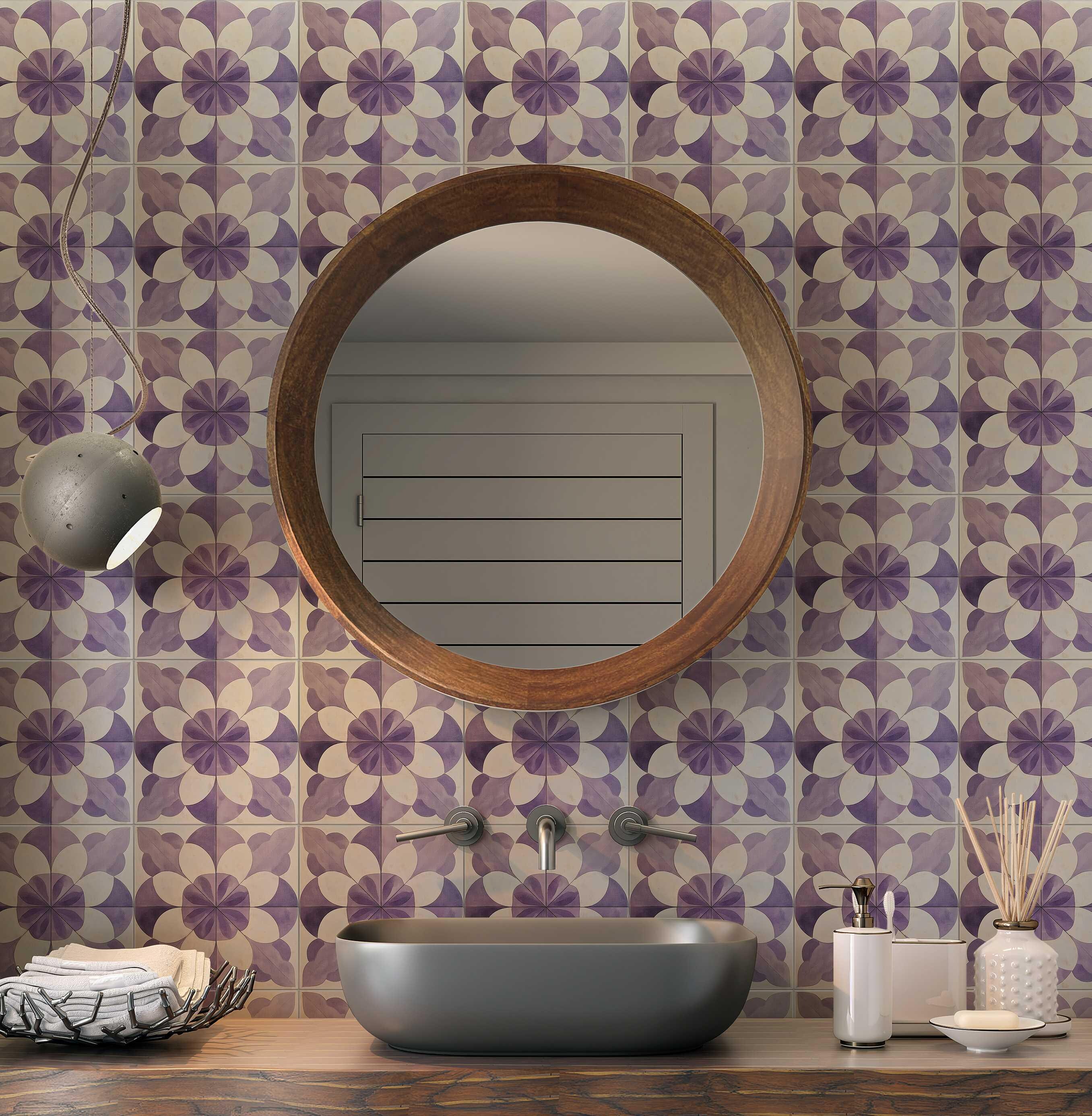 Dusty Lavender Ceramic Tile - Lavender Patterned Kitchen Backsplash ...