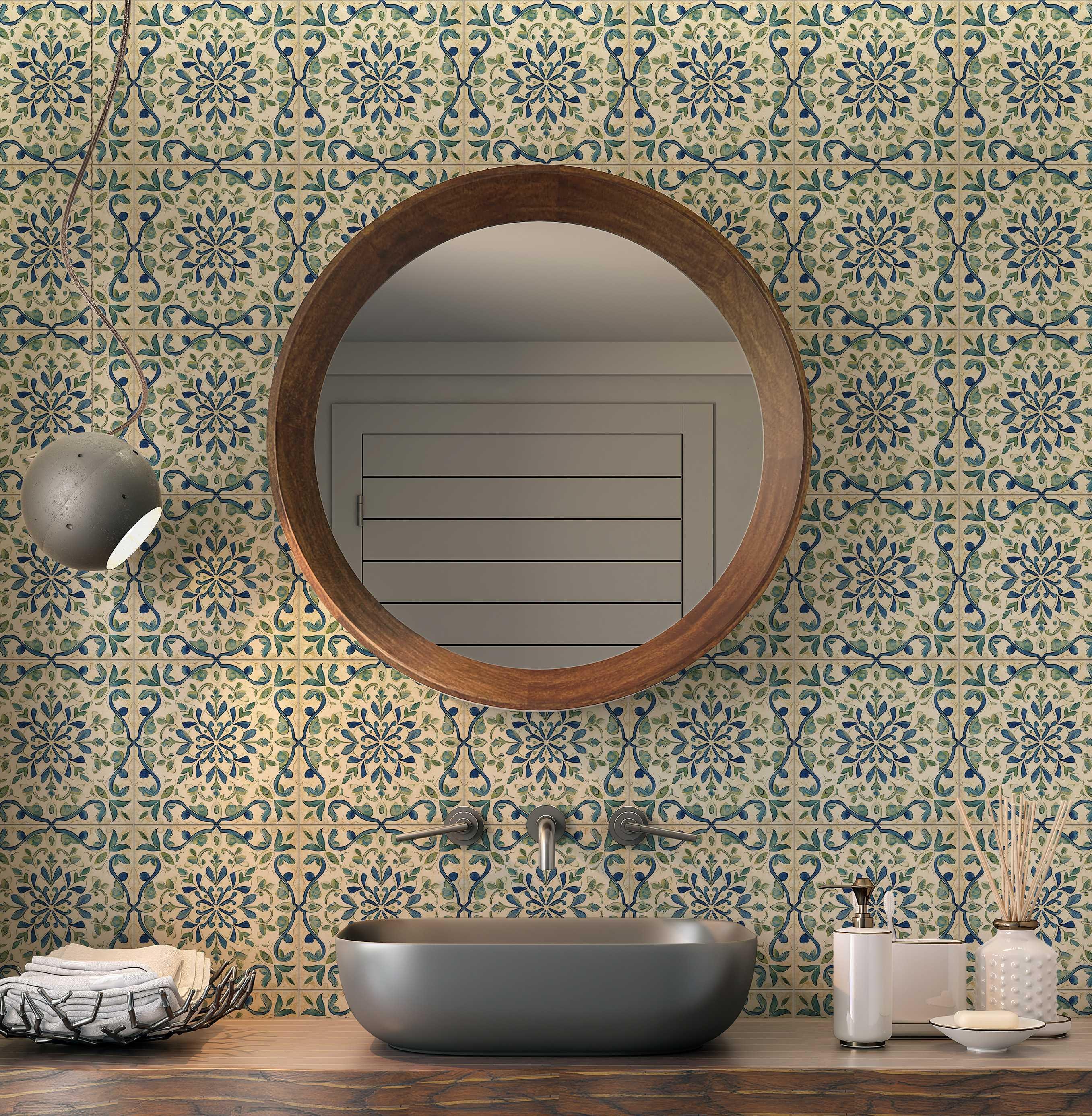 Blue Green Ceramic Tile - Vintage Moroccan Tile Design - Unique Kitchen ...