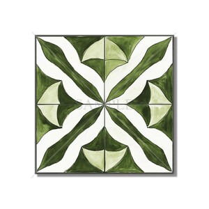 Green And White Patterned Ceramic Tile - Green Kitchen Backsplash Tile - Green Bathroom Wall Tile - Decorative Green Ceramic Fireplace Tile