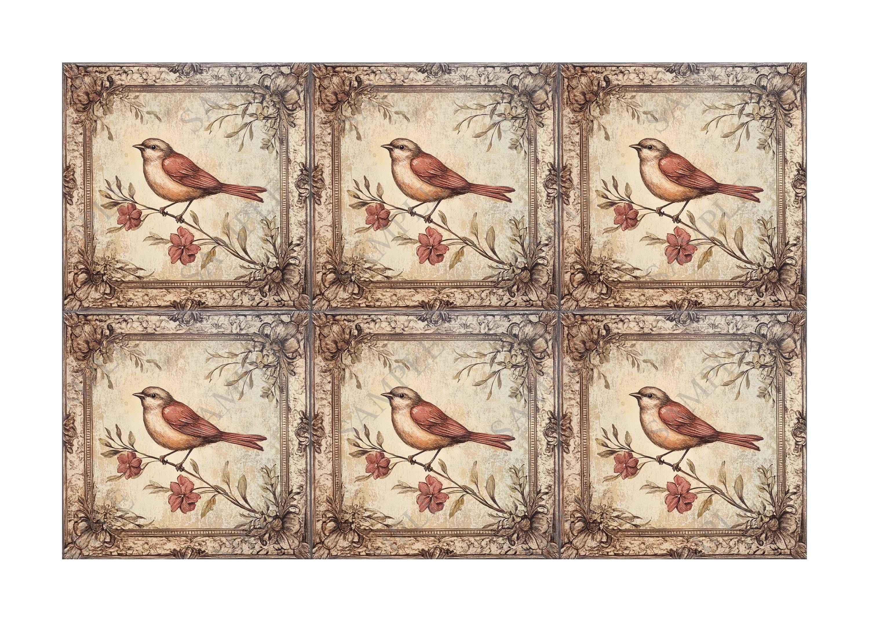 Vintage Bird Design Ceramic Tile - Ceramic Tiles With Birds - Bird ...