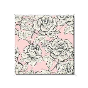 Vintage Botanical Floral Ceramic Tile - Light Pink And Ivory Ceramic Tile - Vintage Floral Rose Tile - Botanical Backsplash Tile