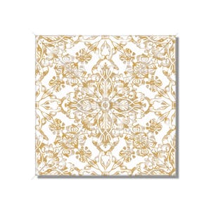 Tan And White Ceramic Tile - Vintage French Floral Tile Design - Unique Kitchen Backsplash Tile Unique Bathroom Tile Patterned Ceramic Tile