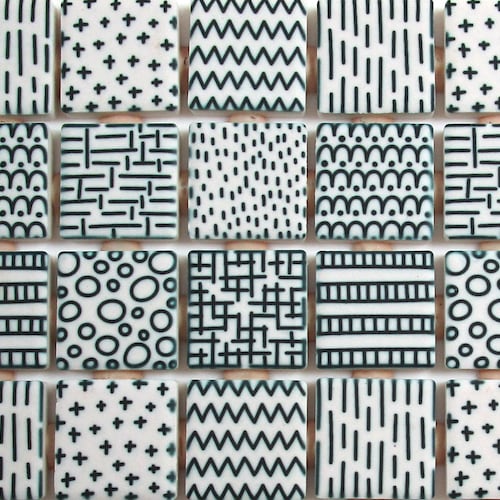 Black and White Ceramic Mosaic Tile Variety Pack Handcut Tiles Etsy