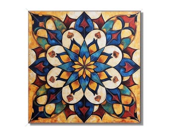 Multi Colored Ceramic Tile - Vintage Moroccan Tile Design - Unique Backsplash Tile - Bathroom Tile - Kitchen Accent Tiles -