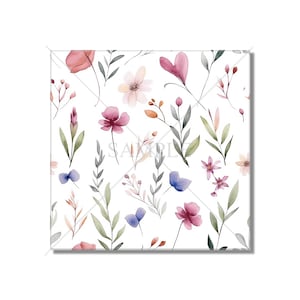 Botanical Floral Ceramic Tile - Botanical Kitchen Backsplash Tile - Botanical Bathroom Tile - Botanical Fireplace Surround Tile