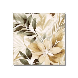 Botanical Floral Ceramic Tile - Botanical Kitchen Backsplash Tile - Botanical Bathroom Tile - Botanical Fireplace Surround Tile