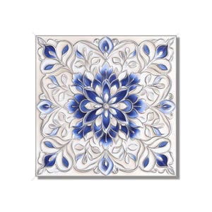 Blue Off White Ceramic Tile - Vintage Tile Design Kitchen Backsplash Tiles Bathroom Wall Accent Tiles Patterned Ceramic Tile Free Shipping