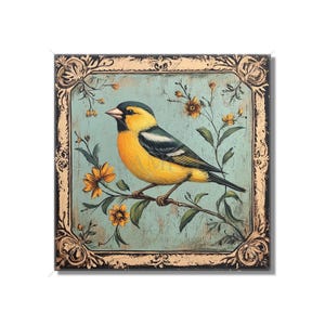 Vintage Bird Design Ceramic Tile - Ceramic Tiles With Birds - Bird Design Home Decor - Bird Mural - Tile With Animals Bird Accent Tiles