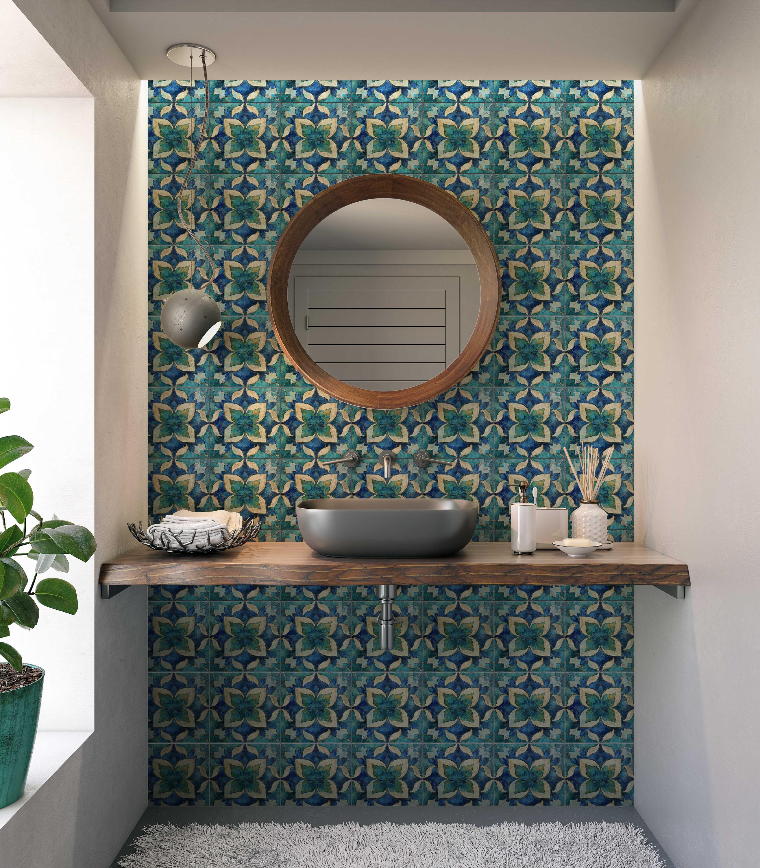 Blue Green Turquoise Ceramic Tile - Vintage Moroccan Tile Design ...