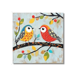 Colorful Bird Ceramic Tile - Mixed Bright Colors Design Wall Tiles - Bird Design Wall Art Tile - Colorful Bird Home Decor - Free Shipping