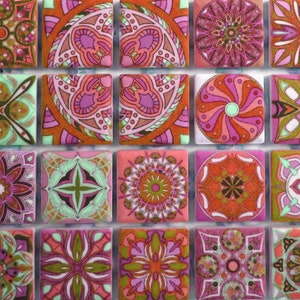 Orange Pink Mixed Mosaic Tiles - Medallions Ceramic Mosaic Tiles 36 Piece Set Mixed Mosaic Tiles - Mixed Mosaic Tile Free Shipping
