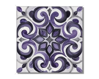 Purple And Gray Ceramic Tile - Purple Kitchen Backsplash Tile - Purple Bathroom Shower Wall Tile - Patterned Ceramic Tile -