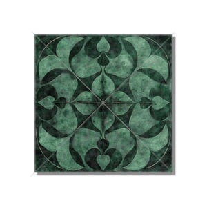 Dark Green Patterned Ceramic Tile - Green Kitchen Backsplash Tile - Green Bathroom Wall Tile - Decorative Green Ceramic Tile Free Shipping