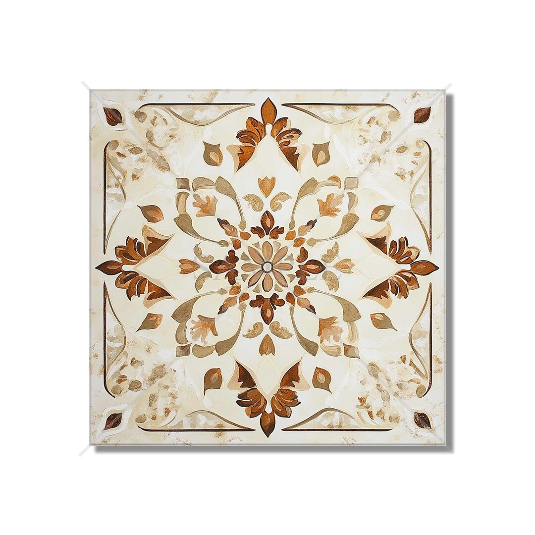 Neutral Colors Ceramic Tile - Painted Floral Design Tile Kitchen ...