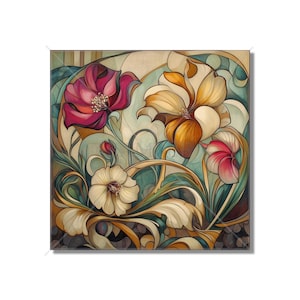 Ceramic Tile Vintage Art Nouveau Flower Design Art Nouveau Kitchen Backsplash Tiles Floral Tile Art Nouveau Accent Tiles Free Shipping