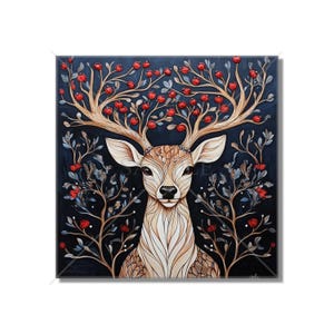 Deer Design Ceramic Tile Woodland Deer Vintage Design Deer Ceramic Tile  - Deer Tile Magical Deer Design Home Decor Deer Mural Free Shipping