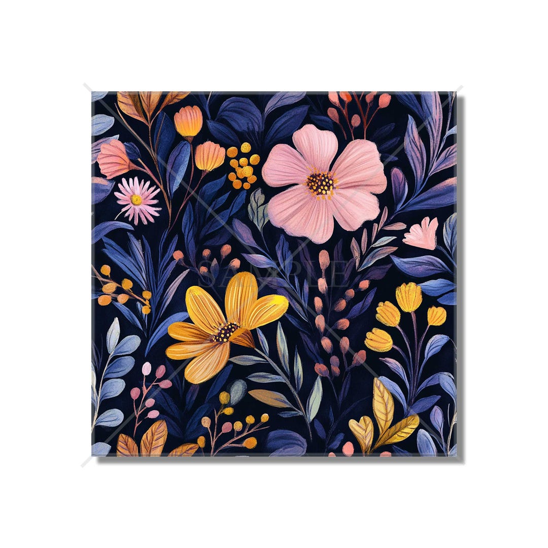 Floral Ceramic Tile Multi Colored Flower Tiles Kitchen Backsplash Tile ...