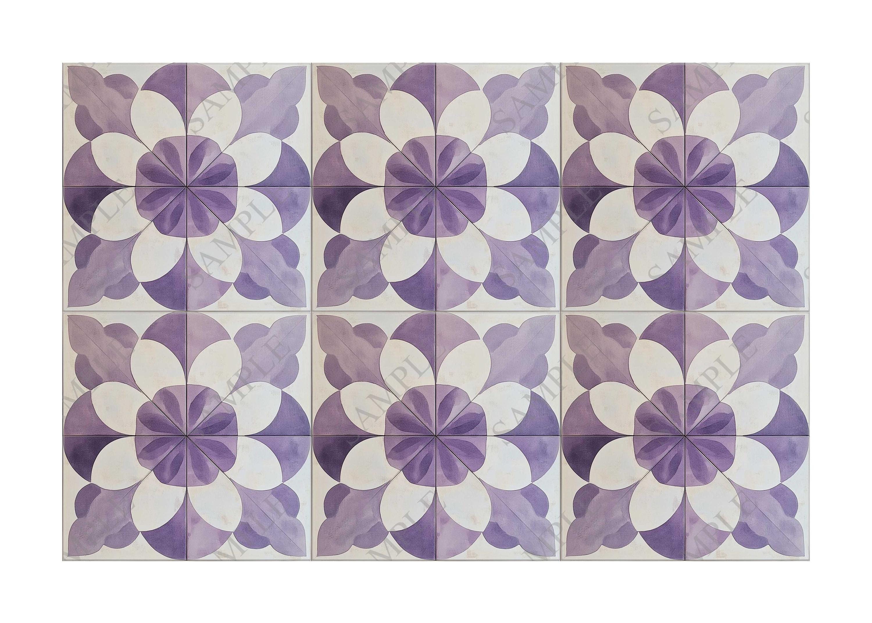 Dusty Lavender Ceramic Tile - Lavender Patterned Kitchen Backsplash ...