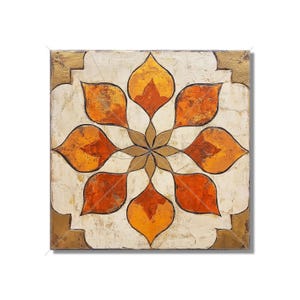 Rustic Orange Patterned Ceramic Tiles - Orange Kitchen Backsplash Tile - Orange Bathroom Wall Tile Decorative Ceramic Tiles - Free Shipping