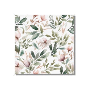 Botanical Pink Floral Ceramic Tile - Botanical Kitchen Backsplash Tile - Botanical Bathroom Tile - Botanical Fireplace Surround Tile