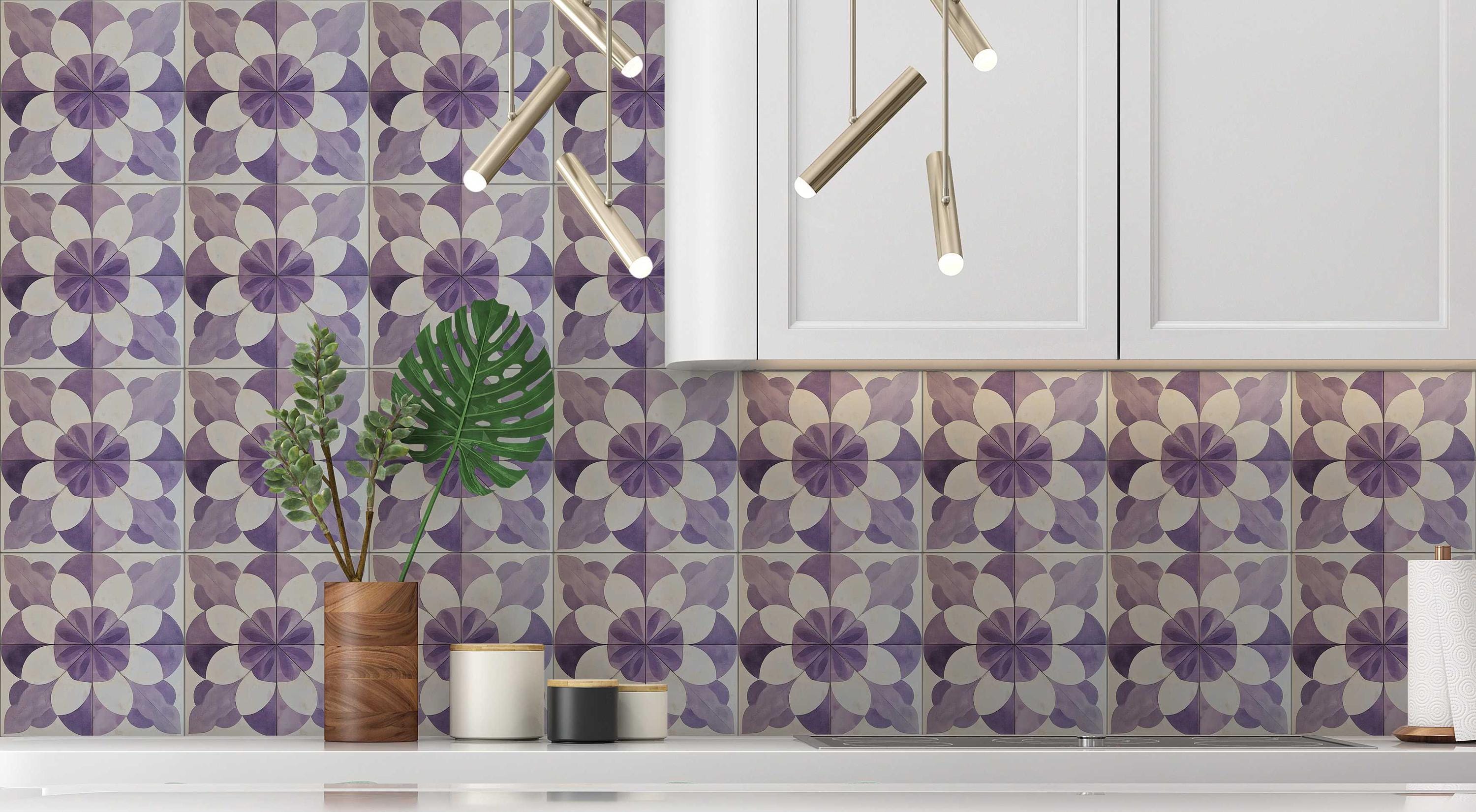 Dusty Lavender Ceramic Tile - Lavender Patterned Kitchen Backsplash ...
