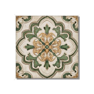 Green And Beige Ceramic Tile Vintage Aged Moroccan Tile Design - Green Kitchen Backsplash Tile - Bathroom Wall Tile - Green Patterned Tile