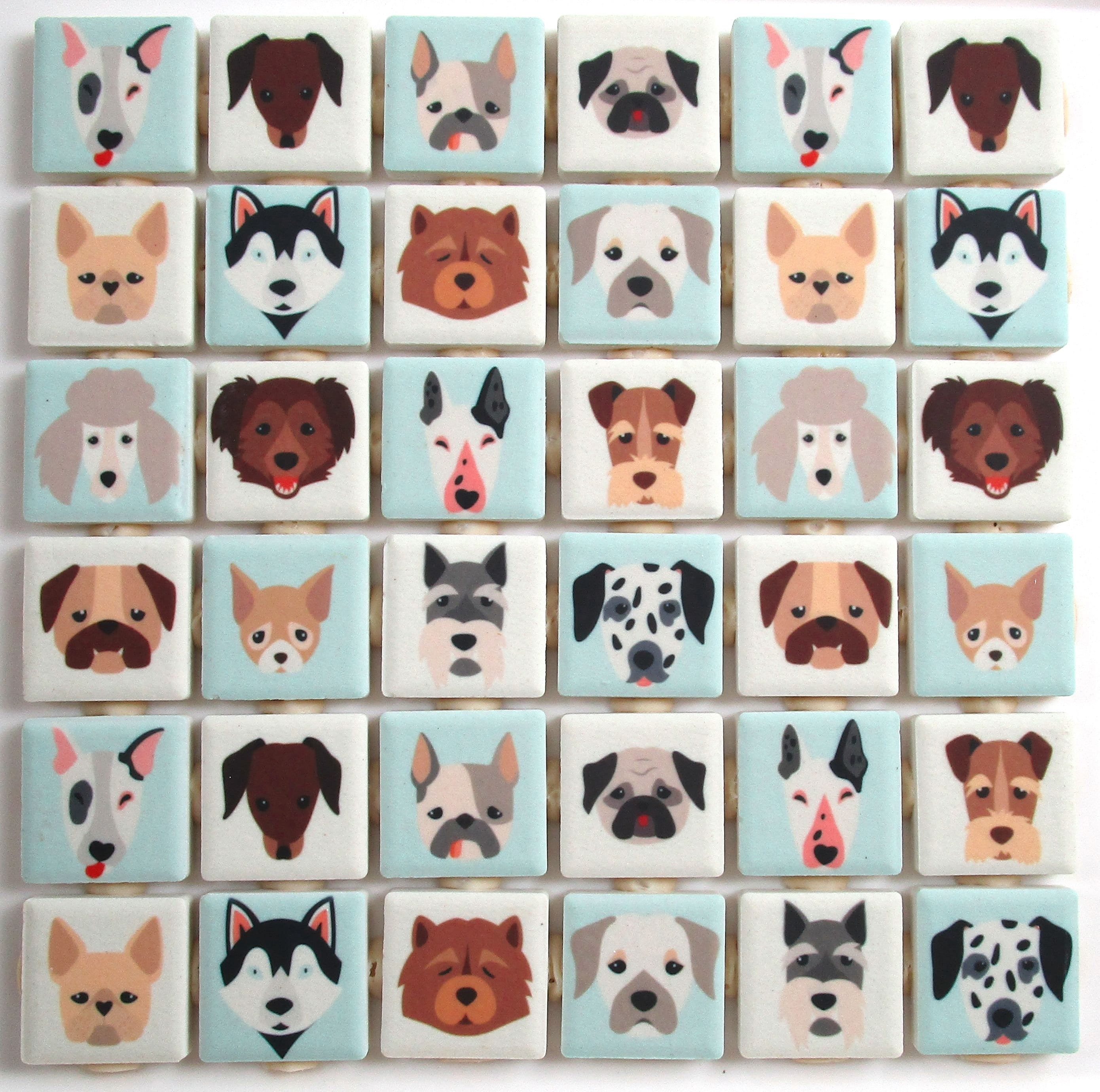 Dog Fun Tile Dog Faces Mosaic - Ceramic Mosaic Tiles - 36 Pieces Dogs Mosaic Tile ...