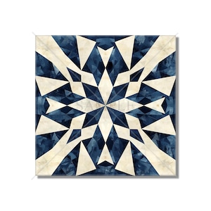 Dark Blue Cream Ceramic Tile - Vintage Moroccan Tile Design - Kitchen Backsplash Tile - Bathroom Wall Tile - Patterned Ceramic Tile