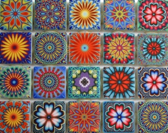 Mixed Medallions Bright Colors Hippie Tie Dye Mixed - Ceramic Mosaic Tiles - 36 Pieces Of Mixed Mosaic Tiles -