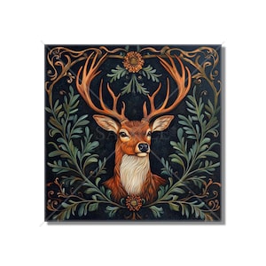 Deer Design Ceramic Tile Woodland Deer Vintage Design Deer Ceramic Tile  - Deer Tile Magical Deer Design Home Decor Deer Mural Free Shipping