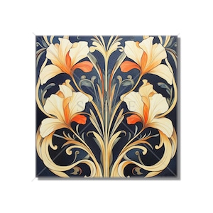 Vintage Art Nouveau Deco Design Ceramic Tile Art Nouveau Kitchen Accent Backsplash Floral Patterned Tile Art Nouveau Bathroom Free Shipping