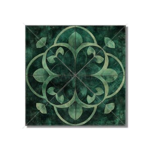 Dark Green Patterned Ceramic Tile - Green Kitchen Backsplash Tile - Green Bathroom Wall Tile - Decorative Green Ceramic Tile Free Shipping