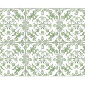 Sage Green and White Ceramic Tile - Decorative Ceramic Tile Kitchen ...