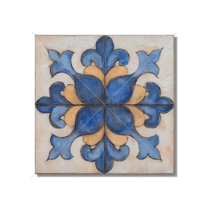 Blue And Beige Ceramic Tile - Vintage Moroccan Tile Design - Kitchen Backsplash Tile Bathroom Wall Tile Decorative Patterned Ceramic Tile