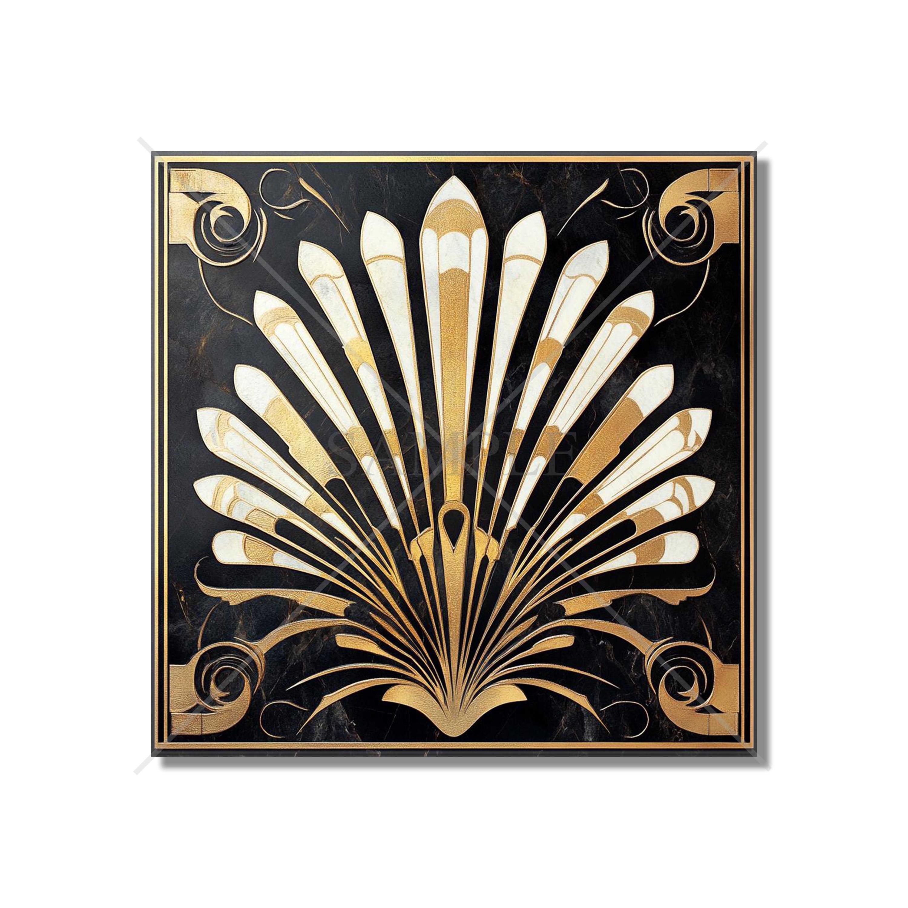 Vintage Art Deco Design Ceramic Tile Black and Gold Tones Art Deco ...