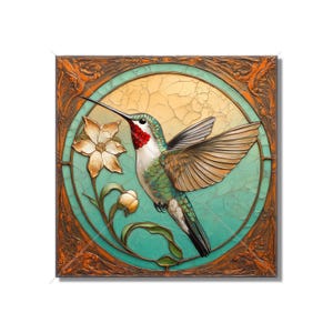 Hummingbird Design Ceramic Tile - Ceramic Tiles With Birds - Hummingbird Home Decor - Bird Mural - Tile With Animals Designs Free Shipping