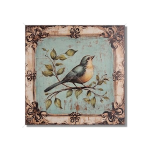 Vintage Bird Design Ceramic Tile - Ceramic Tiles With Birds - Bird Design Home Decor - Bird Mural - Tile With Animals Bird Accent Tiles