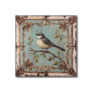 Vintage Bird Design Ceramic Tile - Ceramic Tiles With Birds - Bird Design Home Decor - Bird Mural - Tile With Animals Bird Accent Tiles