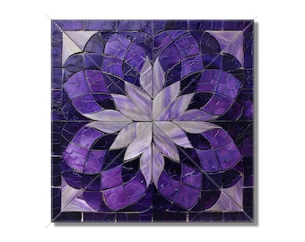 Purple Patterned Ceramic Tile - Purple Kitchen Backsplash Tile - Purple Bathroom Wall Tile - Patterned Purple Ceramic Tile -