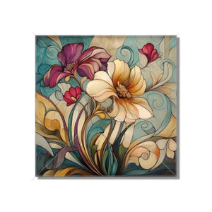 Ceramic Tile Vintage Art Nouveau Flower Design Art Nouveau Kitchen Backsplash Tiles Floral Tile Art Nouveau Accent Tiles Free Shipping