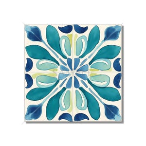 Ceramic Tile Turquoise Blue Green Patterned Kitchen Backsplash Tile - Turquoise Bathroom Tile - Unique Backsplash Tiles - Free Shipping