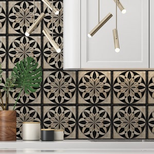 Black Beige Cream Ceramic Tile - Vintage Design Tile Design - Kitchen Backsplash Tile - Bathroom Wall Tile Patterned Patterned Ceramic Tile image 6