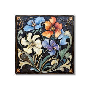 Ceramic Tile Vintage Art Nouveau Flower Design Art Nouveau Kitchen Backsplash Tiles Floral Tile Multi Colored Accent Tiles Free Shipping